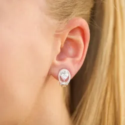 ovale zirkon øreclips i sølv