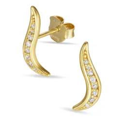 zirkon øreringe i forgyldt sølv