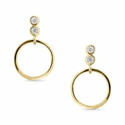 runde zirkon øreringe i forgyldt sølv