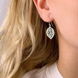 lange blad øreringe i sølv