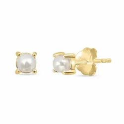 4 mm perle ørestikker i forgyldt sølv