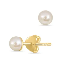 4 mm perle ørestikker i forgyldt sølv