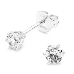 4 mm zirkon solitaireørestikker i sølv