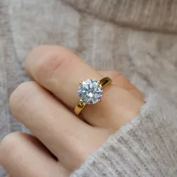 zirkon ring i forgyldt sølv