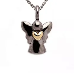 engel halskæde i sølv med vedhæng i rhodineret sølv