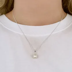 perle vedhæng med halskæde i sølv