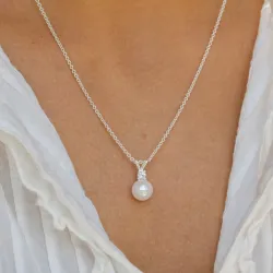 perle vedhæng i sølv