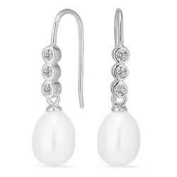 lange perle øreringe i sølv