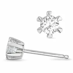 2 x 0,20 ct diamant solitaireørestikker i 14 karat hvidguld med diamant
