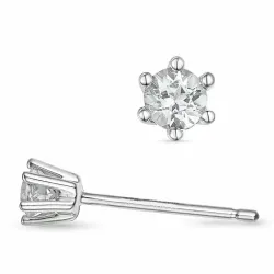 2 x 0,10 ct solitaireørestikker i 14 karat hvidguld med diamant 