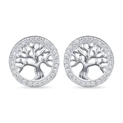 livets træ zirkon øreringe i sølv