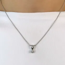 diamant solitairevedhæng i 14 karat hvidguld 0,10 ct