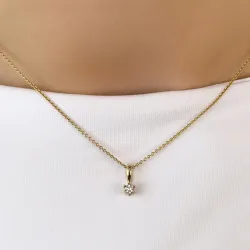0,10 ct diamant solitairevedhæng i 14 karat guld 0,10 ct