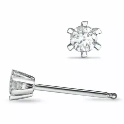 2 x 0,10 ct solitaireørestikker i 14 karat hvidguld med diamant 