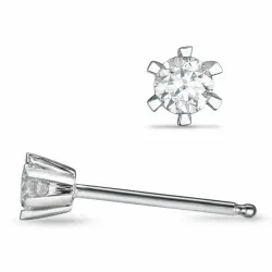 2 x 0,10 ct Kampagne - diamant ørestikker i 14 karat hvidguld med diamant 