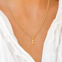 bogstav F vedhæng i forgyldt sølv - My Letter