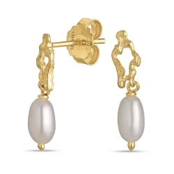 perle øreringe i forgyldt sølv - Lumé Etched