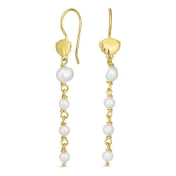 perle kæde øreringe i forgyldt sølv