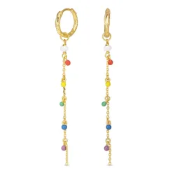 13 mm lange multifarvede creoler i forgyldt sølv