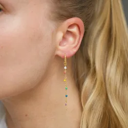 13 mm lange multifarvede creoler i forgyldt sølv