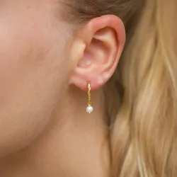 perle halvcreoler i forgyldt sølv - Lumé Etched