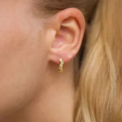 12 mm grønne zirkon creoler i forgyldt sølv - Bubbly Twist