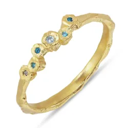 blå zirkon ring i forgyldt sølv - Bubbly Twist