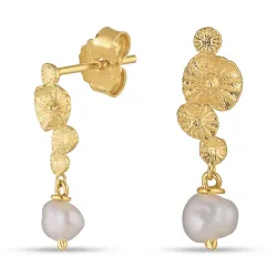 perle øreringe i forgyldt sølv - Lumé Etched