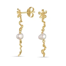 perle øreringe i forgyldt sølv - Lumé Etched