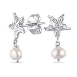 stjerne perle øreringe i sølv - Lumé Etched