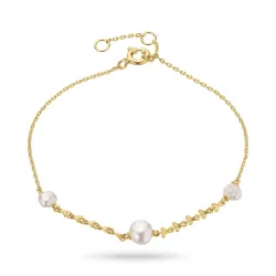 perle armbånd i forgyldt sølv 16 plus 3 cm x 6,9 mm