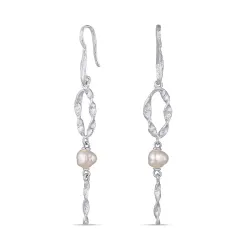 lange perle øreringe i forgyldt sølv