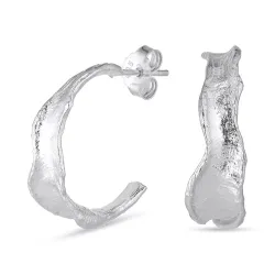 22 mm halvcreoler i sølv - Lumé Etched