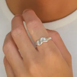 zirkon ring i sølv - Lumé Etched
