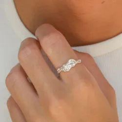 pink zirkon ring i sølv - Lumé Etched