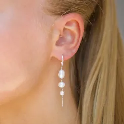 lange perle øreringe i sølv - Lumé Etched