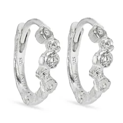 12 mm zirkon creoler i sølv - Bubbly Sparkle
