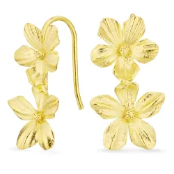 blomster øreringe i forgyldt sølv