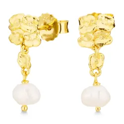 perle øreringe i forgyldt sølv - Lumé Etched