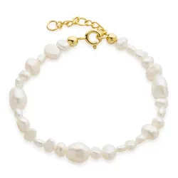 perle armbånd i forgyldt sølv