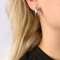 blå emalje øreringe i sølv