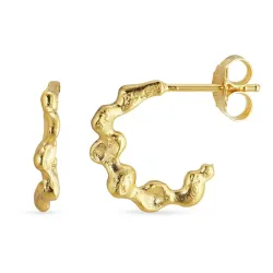 halvcreoler i forgyldt sølv - Lumé Etched