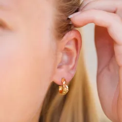 halvcreoler i forgyldt sølv - Lumé Etched