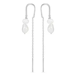 perle kæde øreringe i sølv