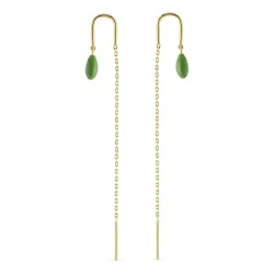 grønne emalje kæde øreringe i forgyldt sølv