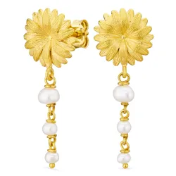 blomster perle kæde øreringe i forgyldt messing - Eliné