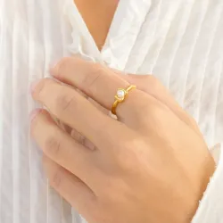perle ring i forgyldt messing - Eliné