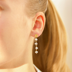 blomster perle kæde øreringe i forgyldt messing - Eliné