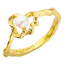 perle ring i forgyldt messing - Eliné