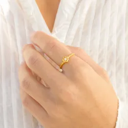 perle ring i forgyldt messing - Eliné